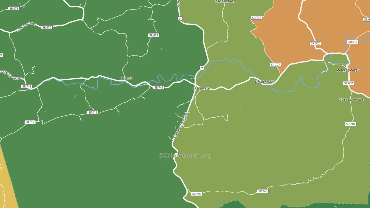 Speedwell, VA Map of Theft Rates