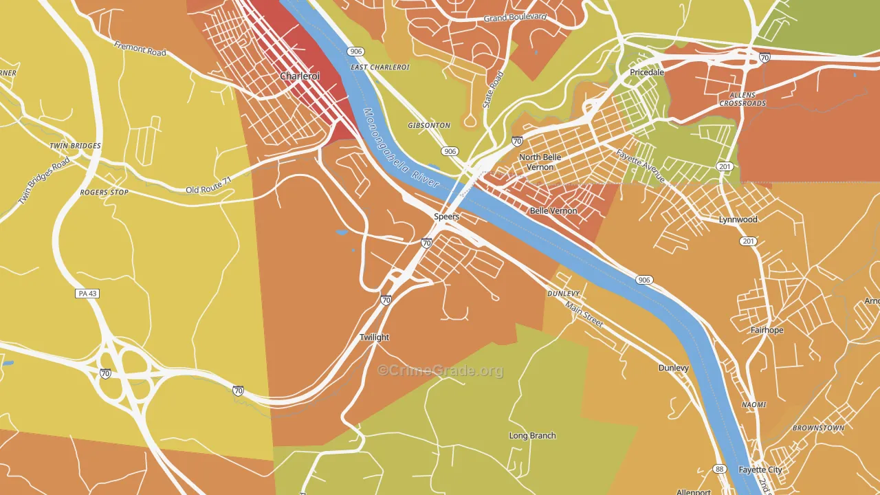 Speers, PA Map of Theft Rates
