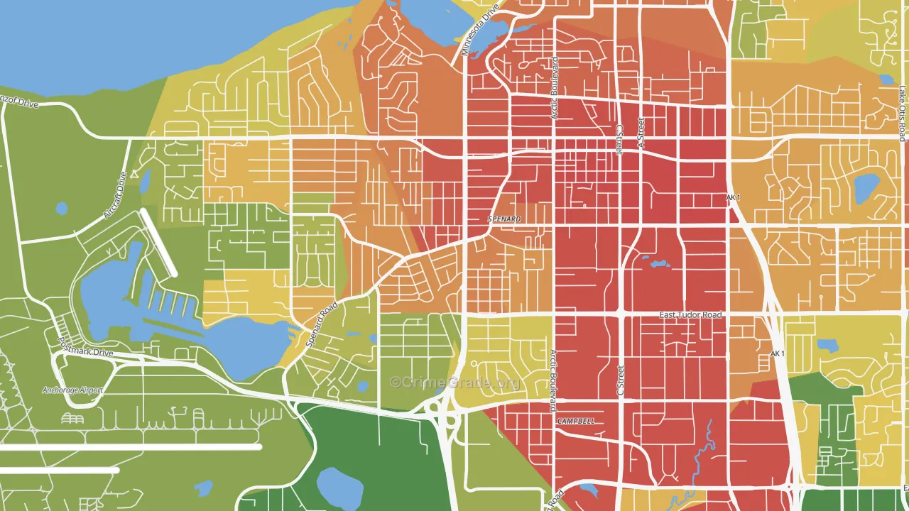 Spenard, Anchorage, AK Map of Theft Rates