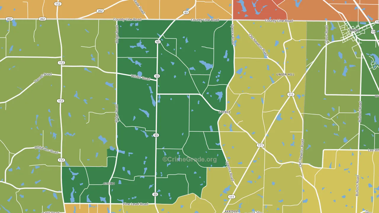 Spence, GA Map of Theft Rates