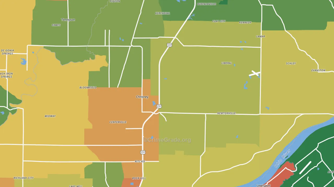 Spencer County, IN Map of Theft Rates