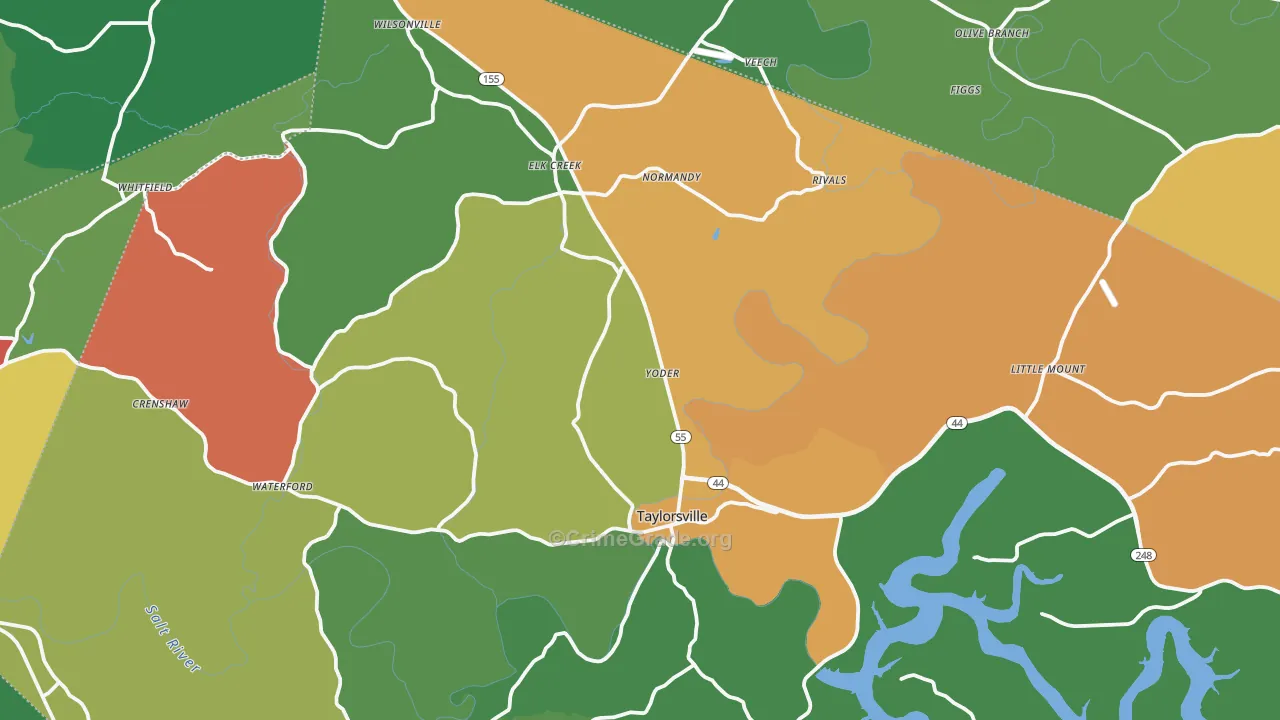 Spencer County, KY Map of Theft Rates