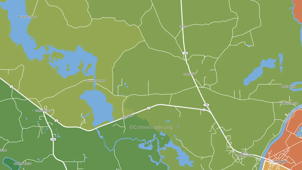 Spencer, LA Map of Theft Rates