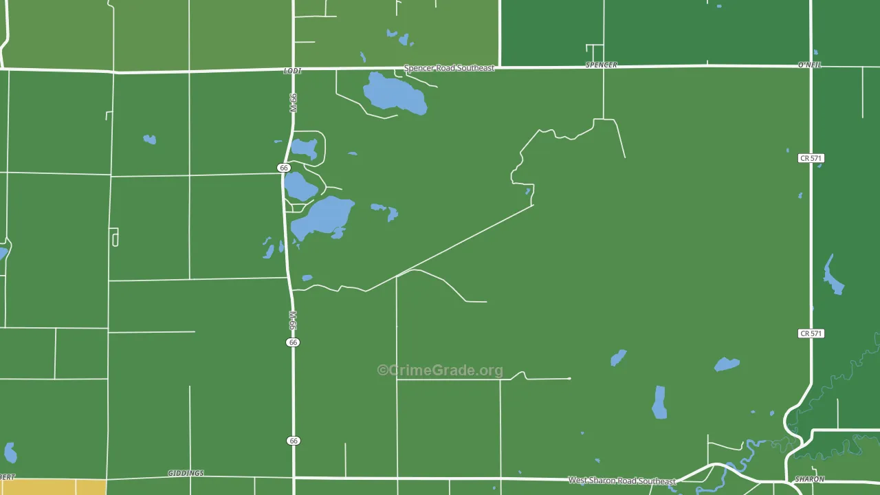 Spencer, MI Map of Theft Rates