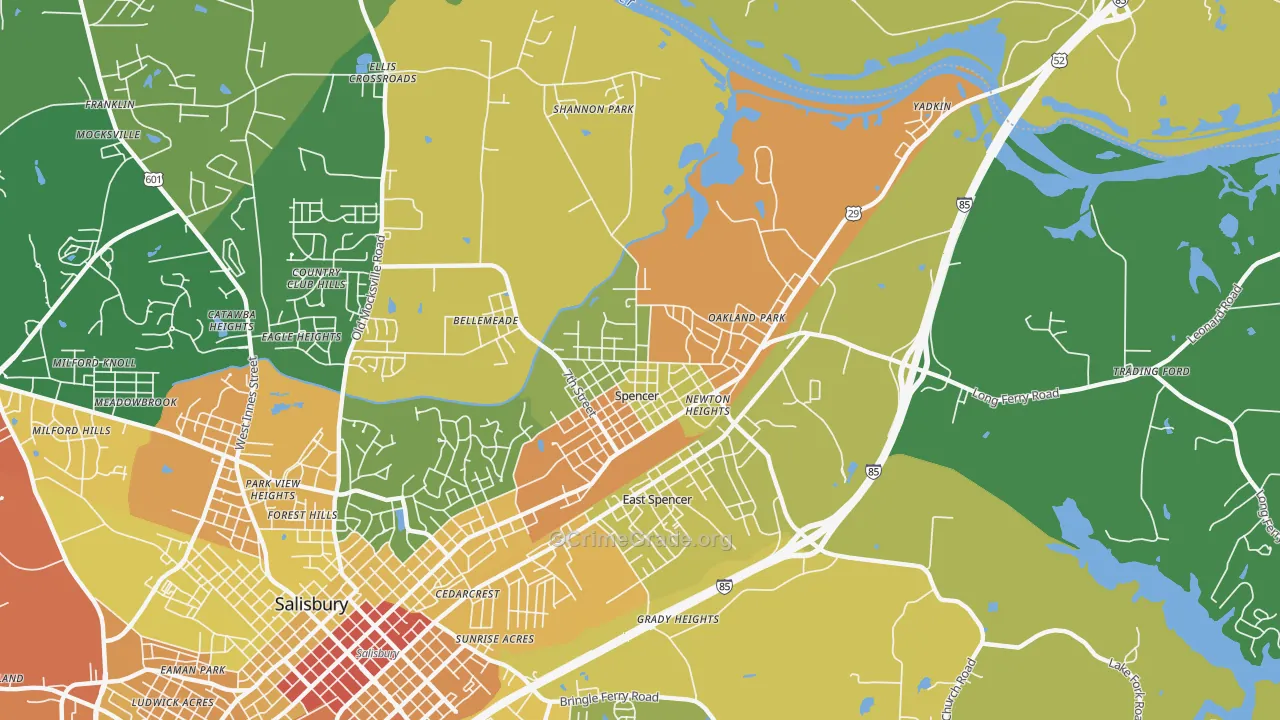 Spencer, NC Map of Theft Rates