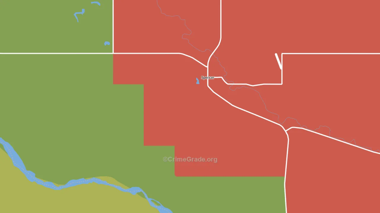 Spencer, NE Map of Theft Rates
