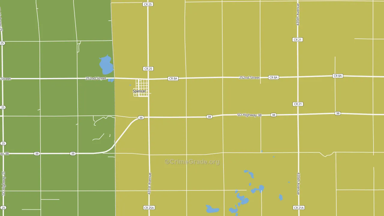 Spencer, SD Map of Theft Rates