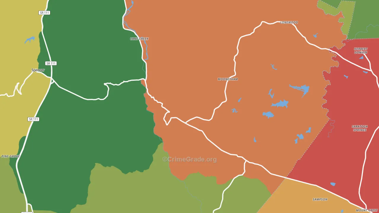 Spencer, TN Map of Theft Rates