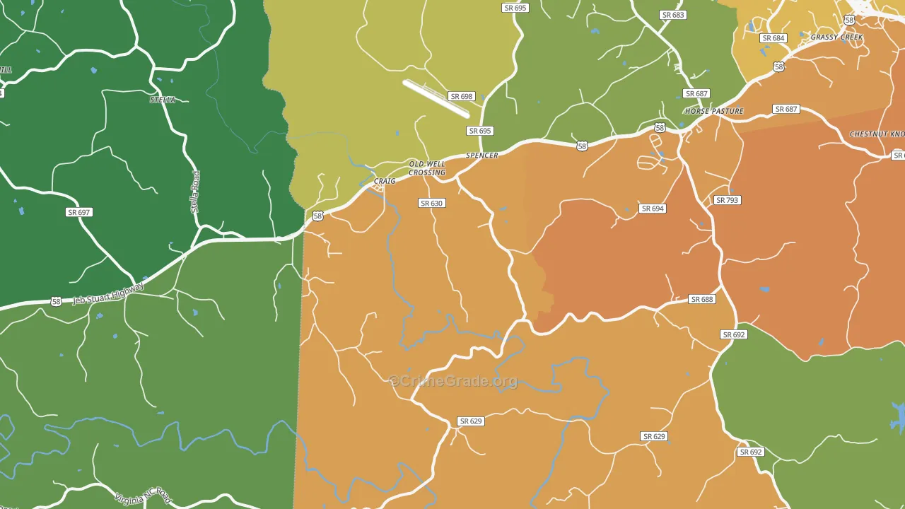 Spencer, VA Map of Theft Rates