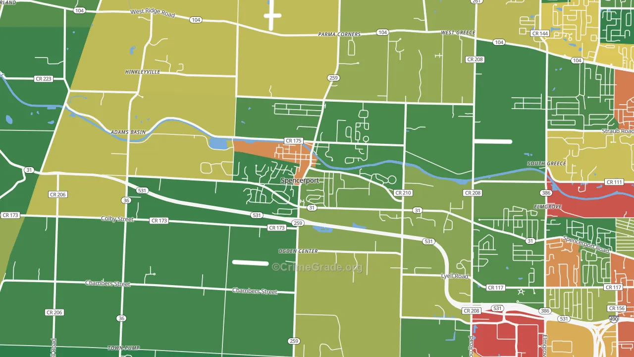 Spencerport, NY Map of Theft Rates
