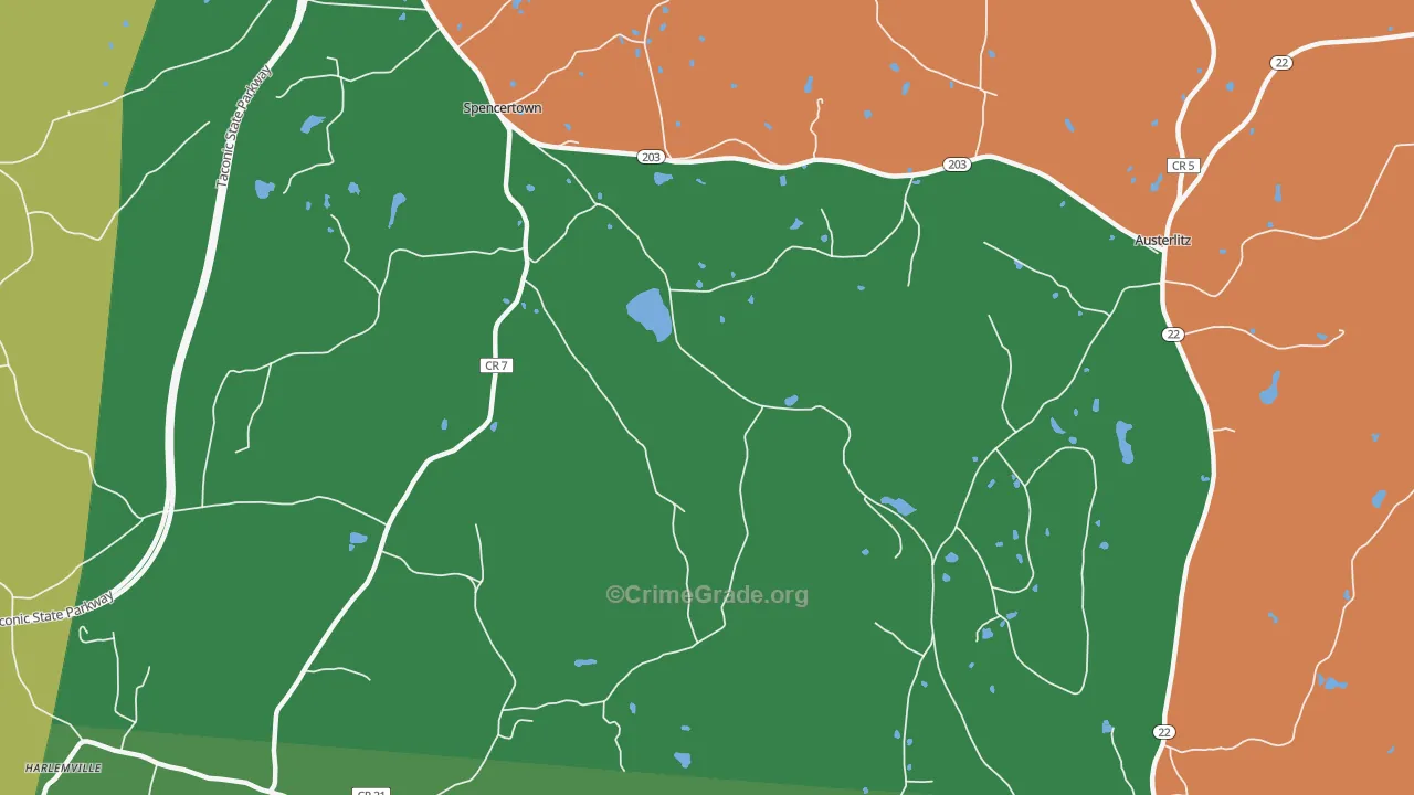 Spencertown, NY Map of Theft Rates