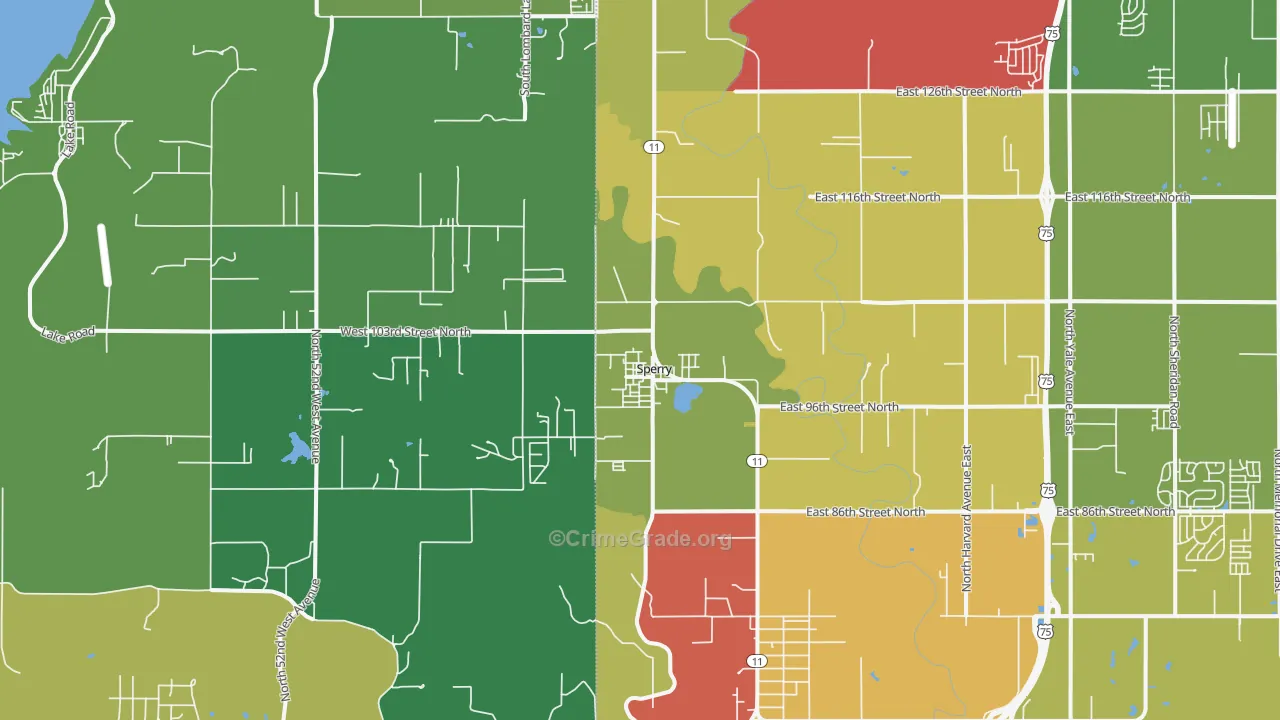 Sperry, OK Map of Theft Rates