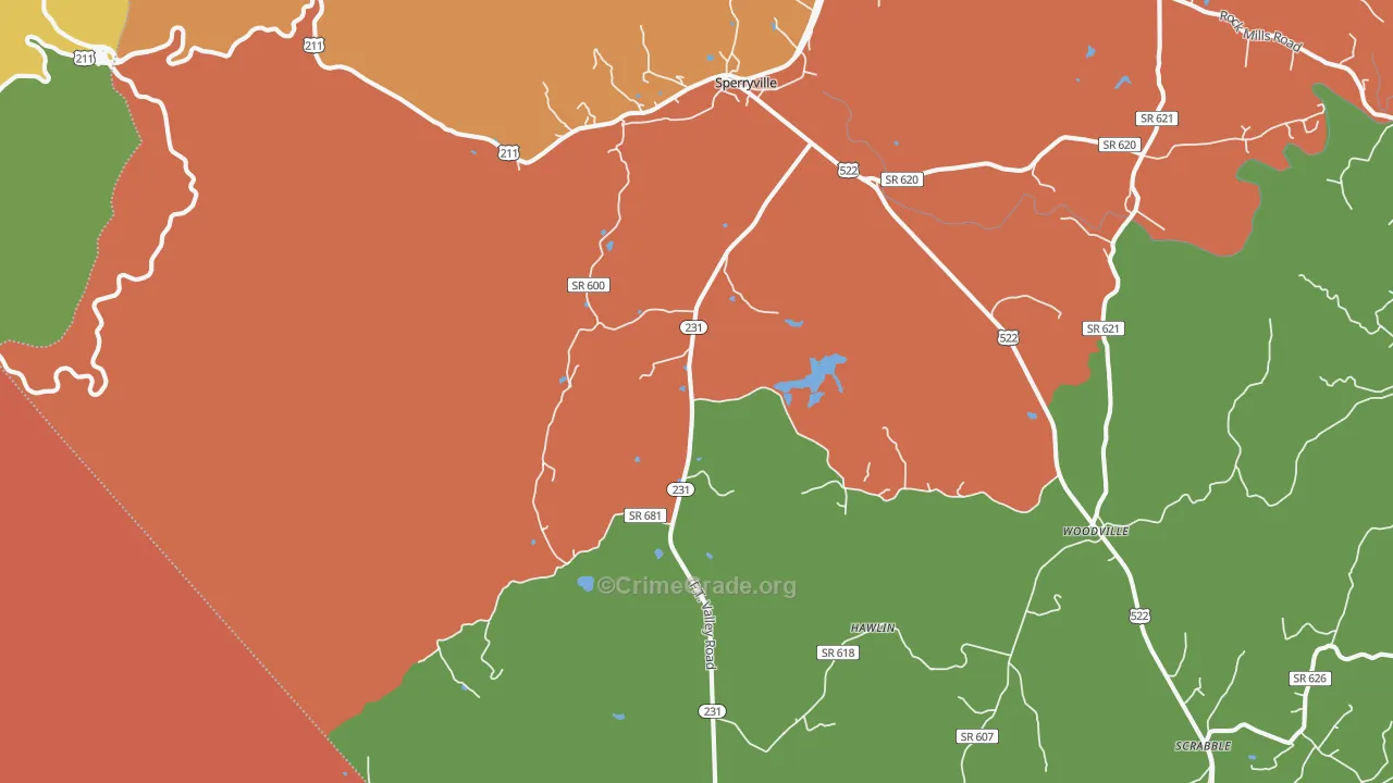 Sperryville, VA Map of Theft Rates