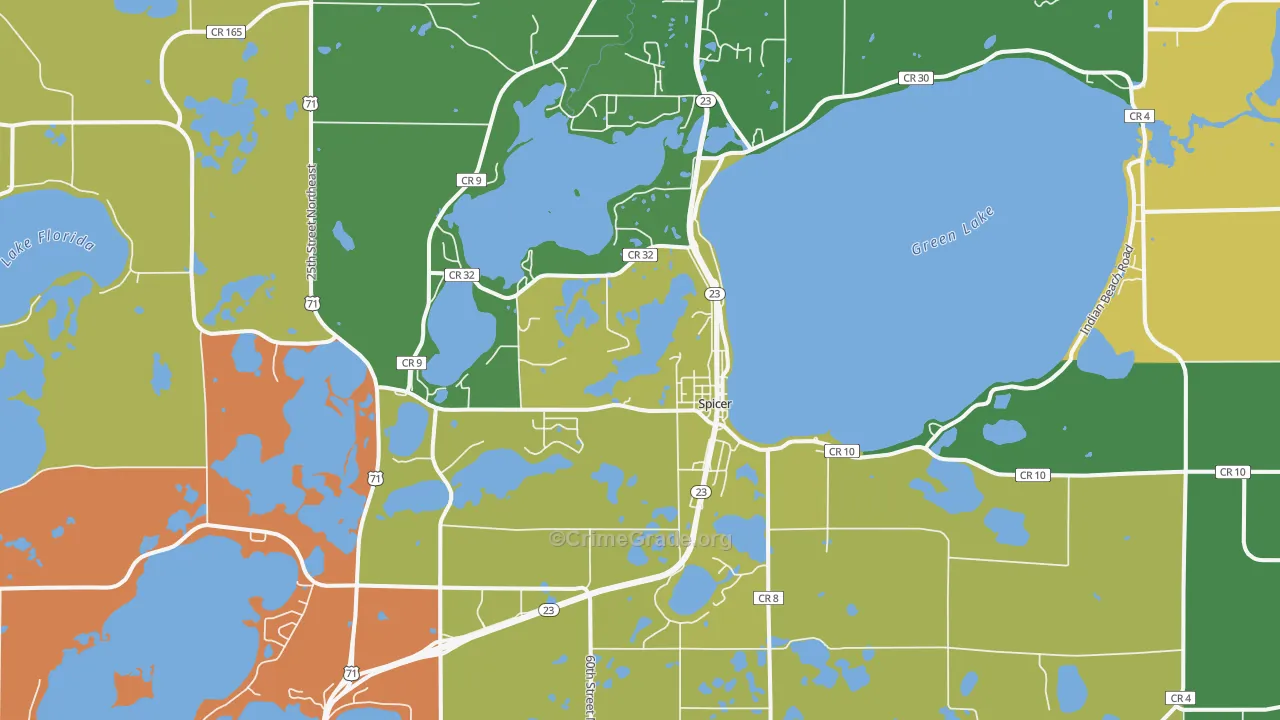 Spicer, MN Map of Theft Rates