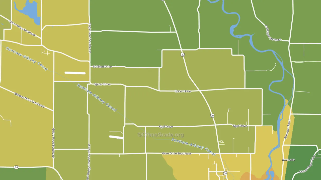 Spicer, OR Map of Theft Rates