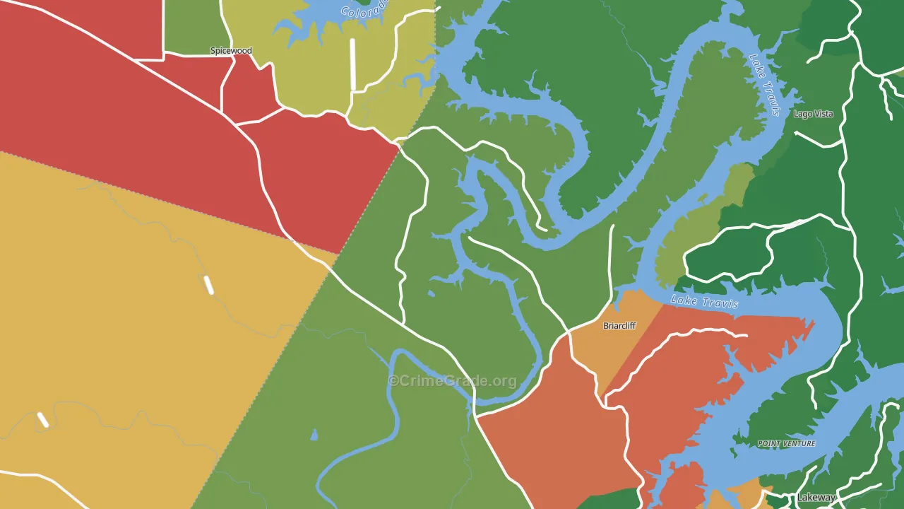 Spicewood, TX Map of Theft Rates