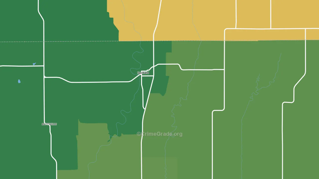 Spickard, MO Map of Theft Rates