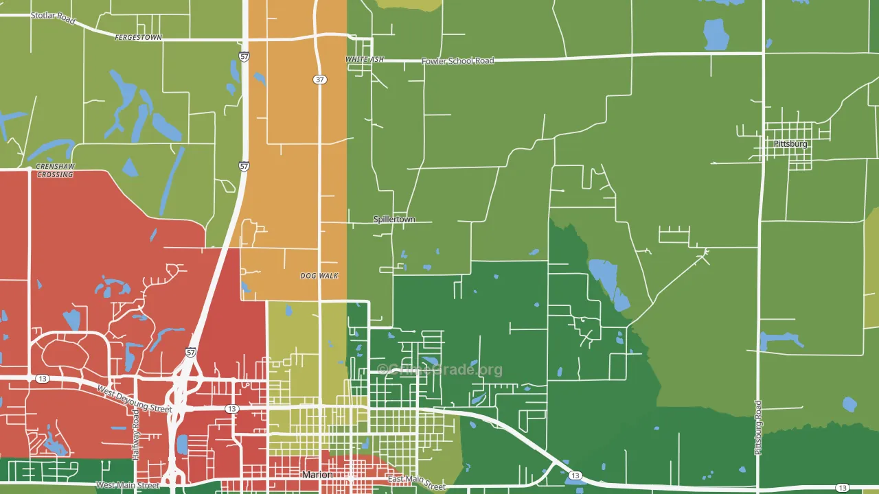 Spillertown, IL Map of Theft Rates