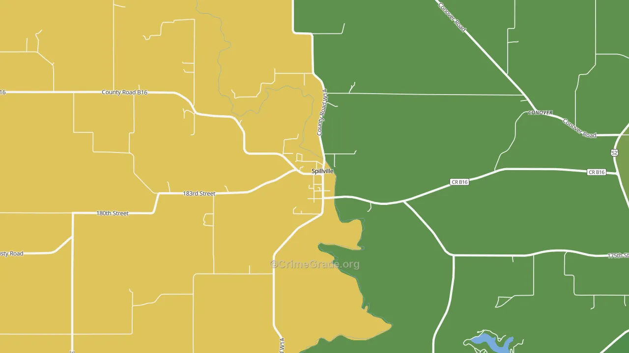 Spillville, IA Map of Theft Rates