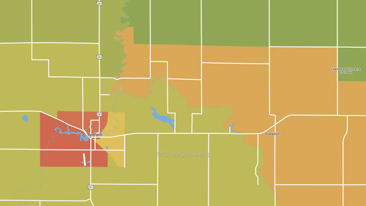 Spink County, SD Map of Theft Rates