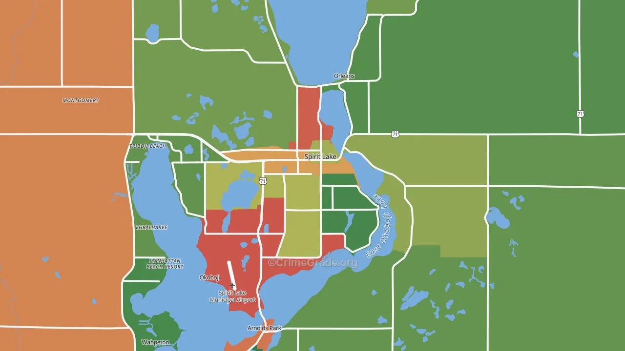 Spirit Lake, IA Map of Theft Rates