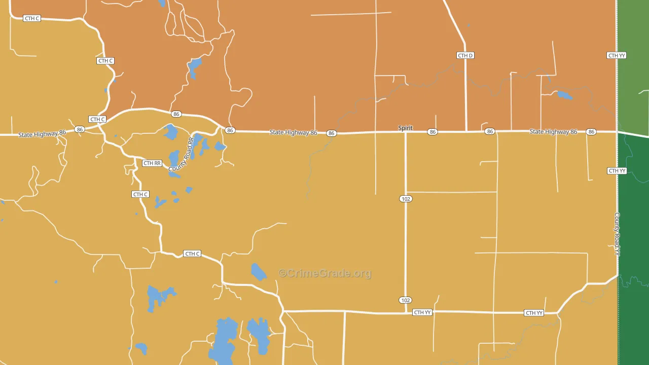 Spirit, WI Map of Theft Rates