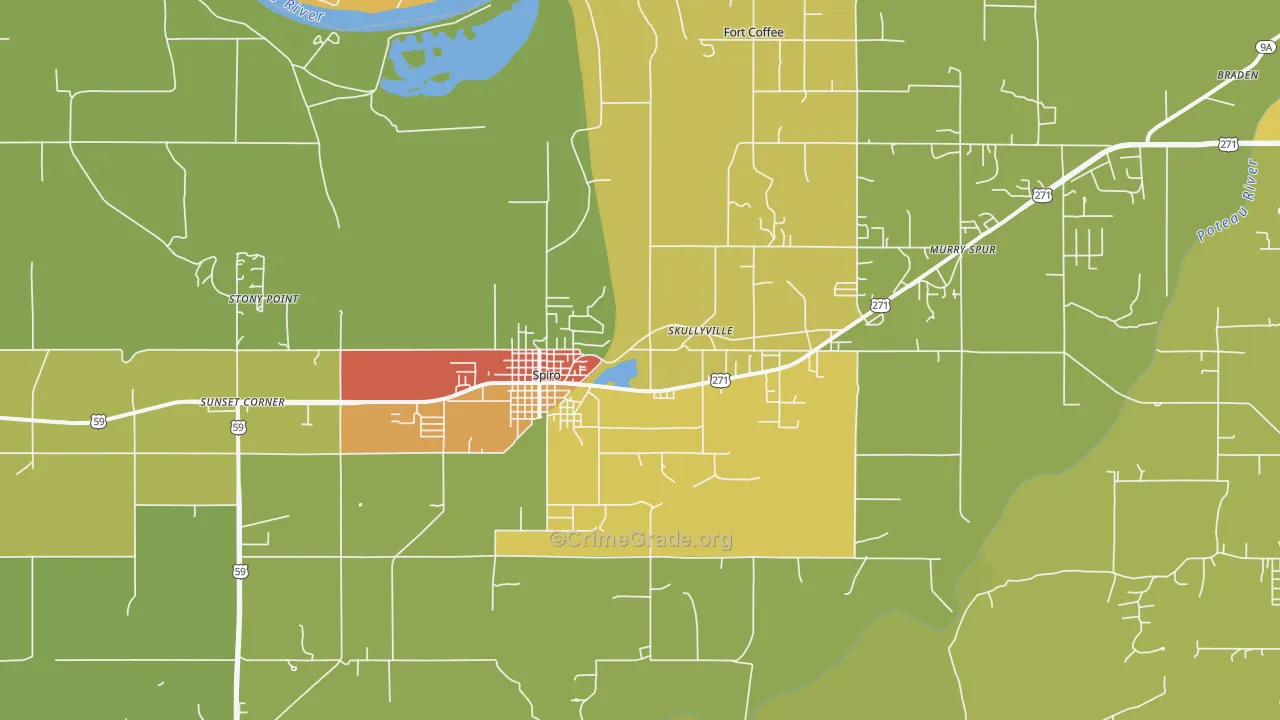 Spiro, OK Map of Theft Rates