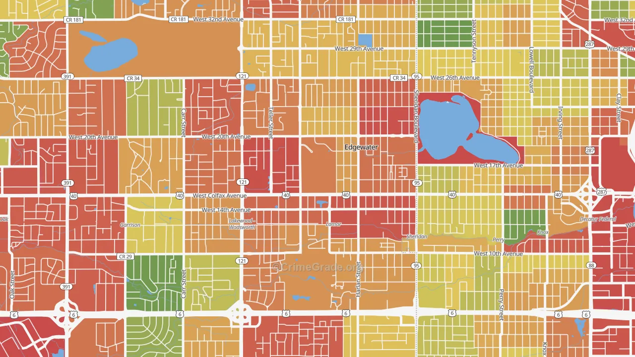 Spivak, Edgewater, CO Map of Theft Rates