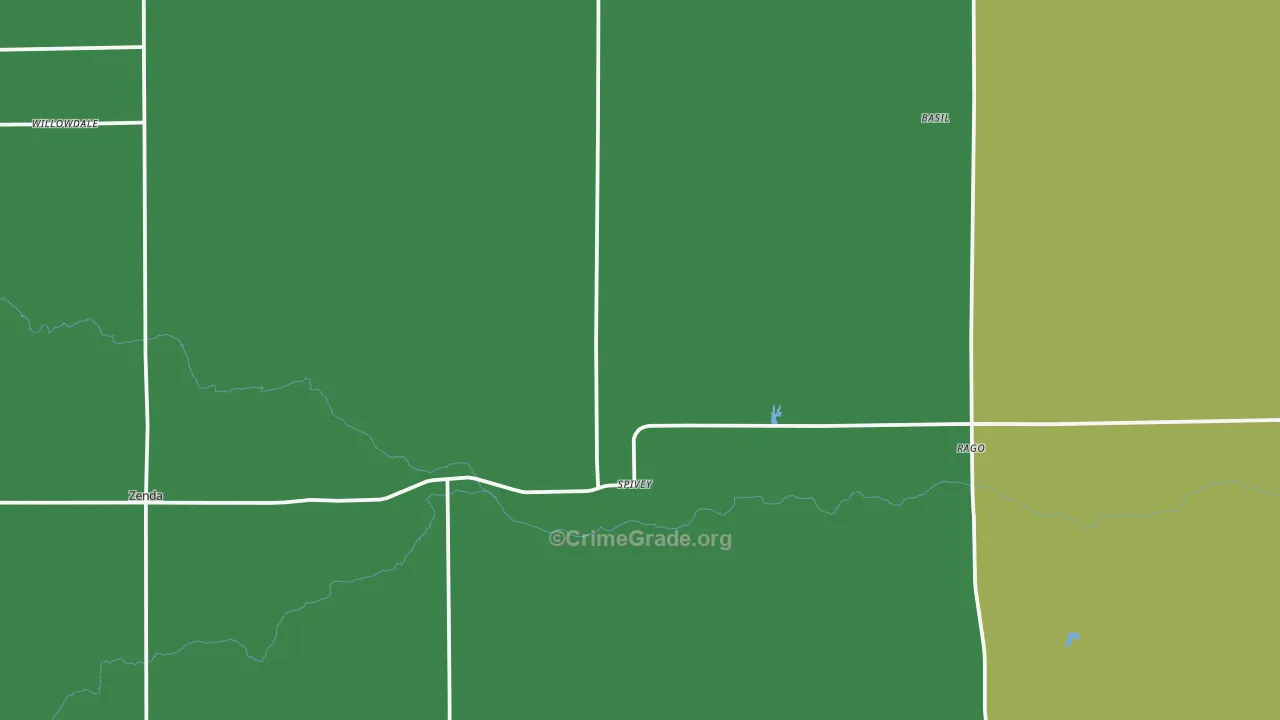Spivey, KS Map of Theft Rates