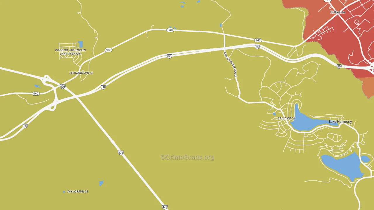 Split Rock, PA Map of Theft Rates