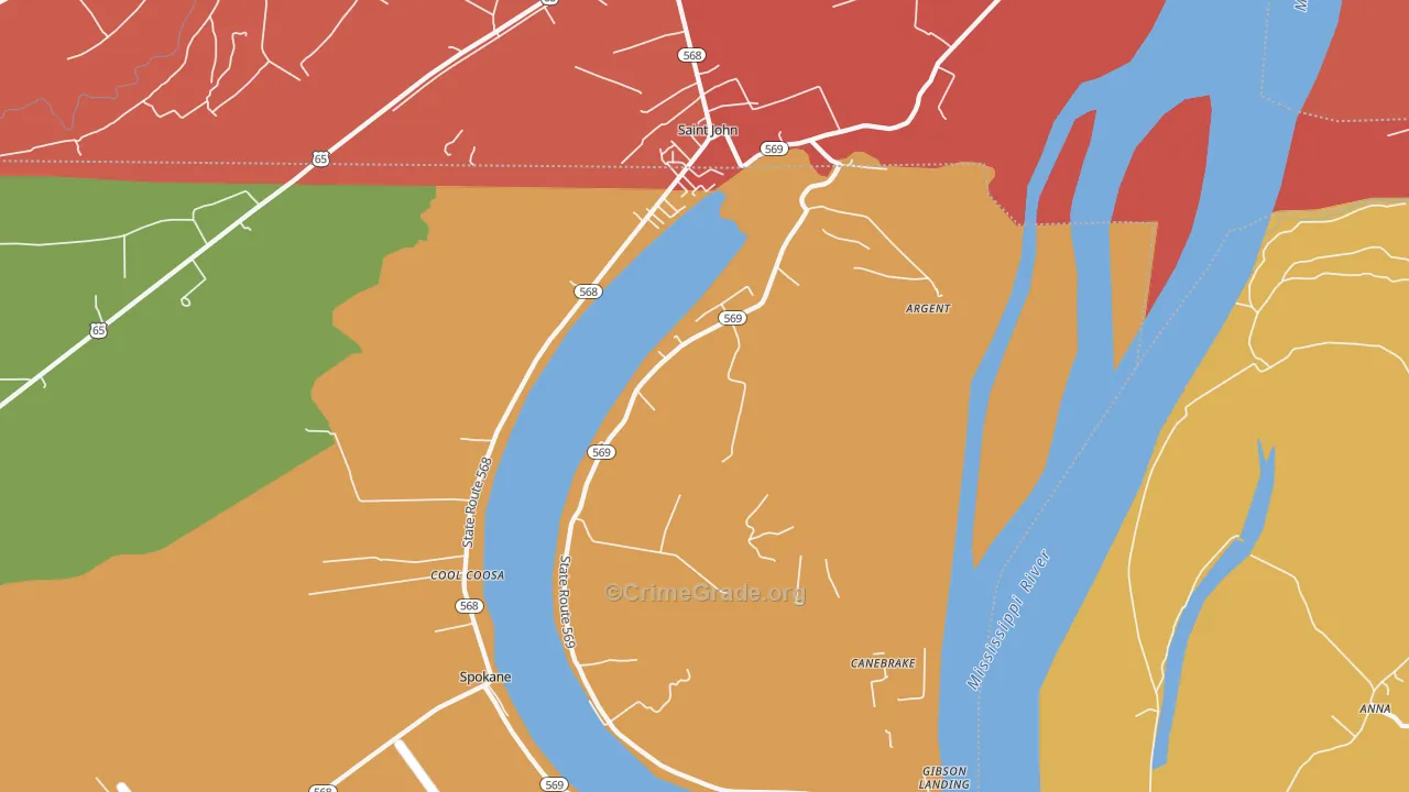 Spokane, LA Map of Theft Rates