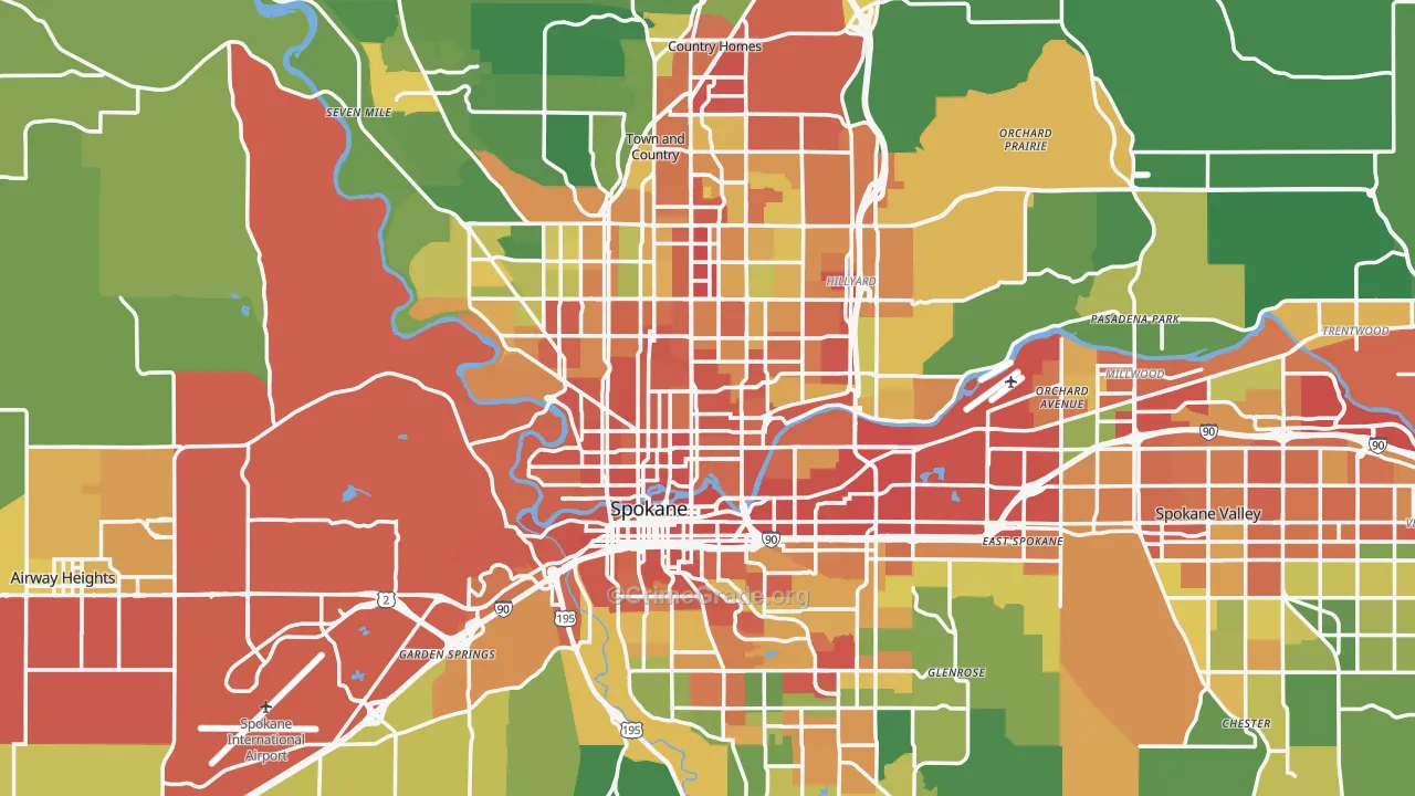 Spokane, WA Map of Theft Rates