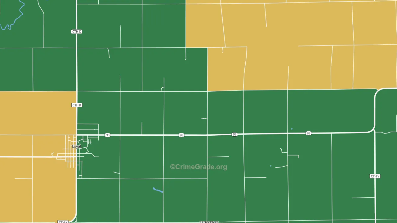 Spokeville, WI Map of Theft Rates