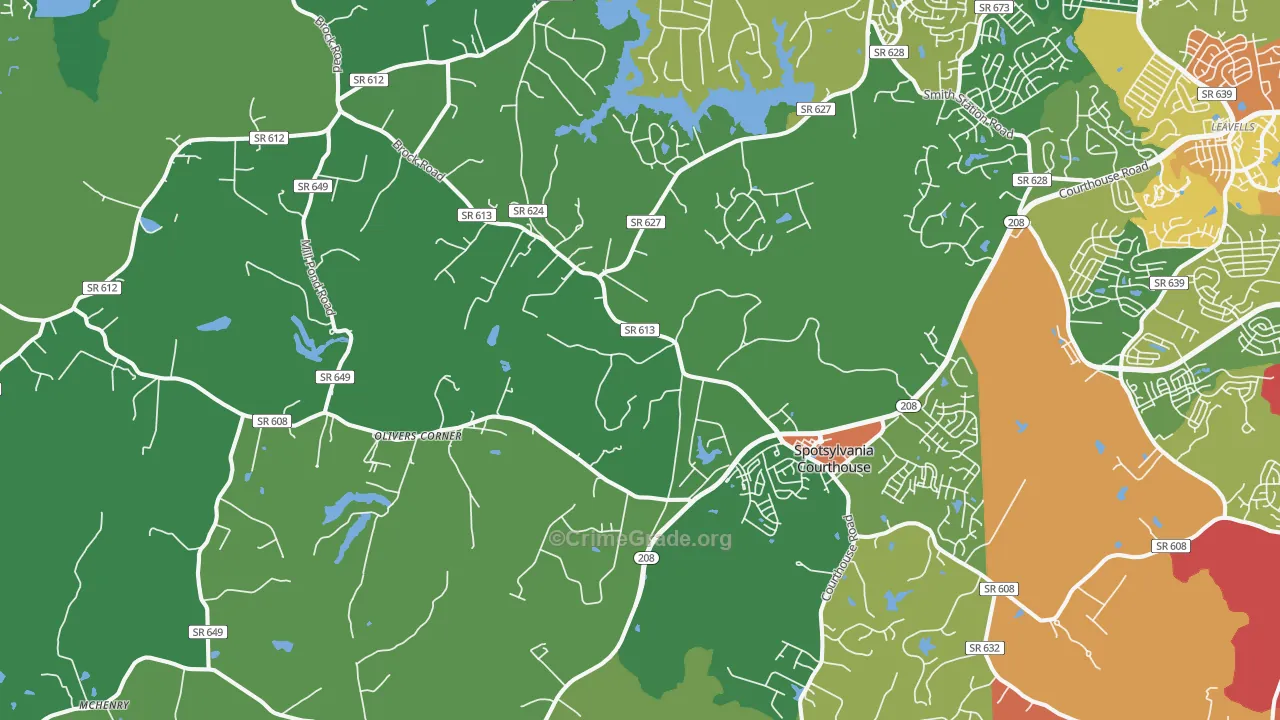 Spotsylvania Courthouse, VA Map of Theft Rates
