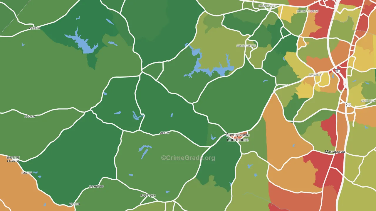 Spotsylvania, VA Map of Theft Rates