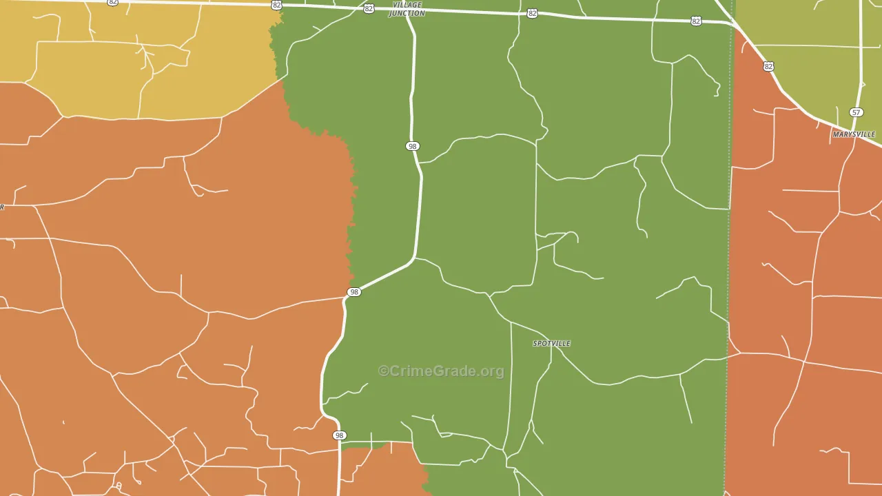 Spotville, AR Map of Theft Rates