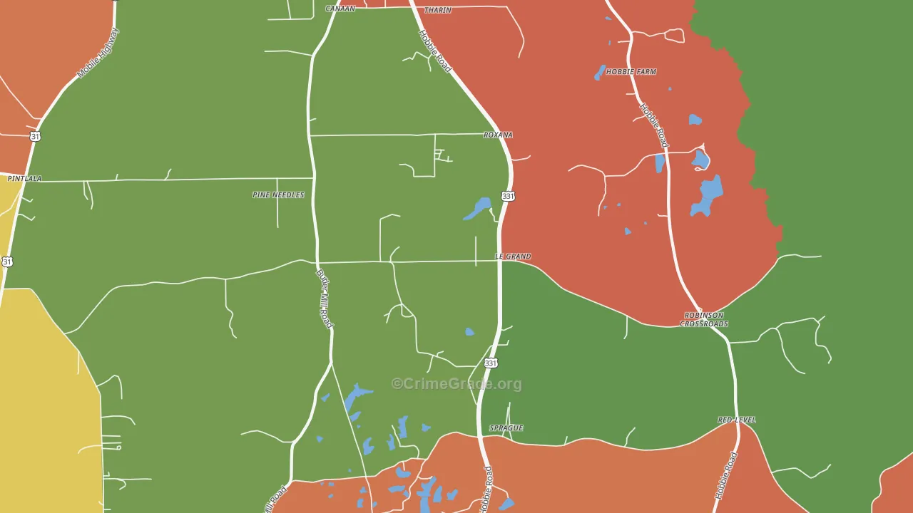 Sprague, AL Map of Theft Rates