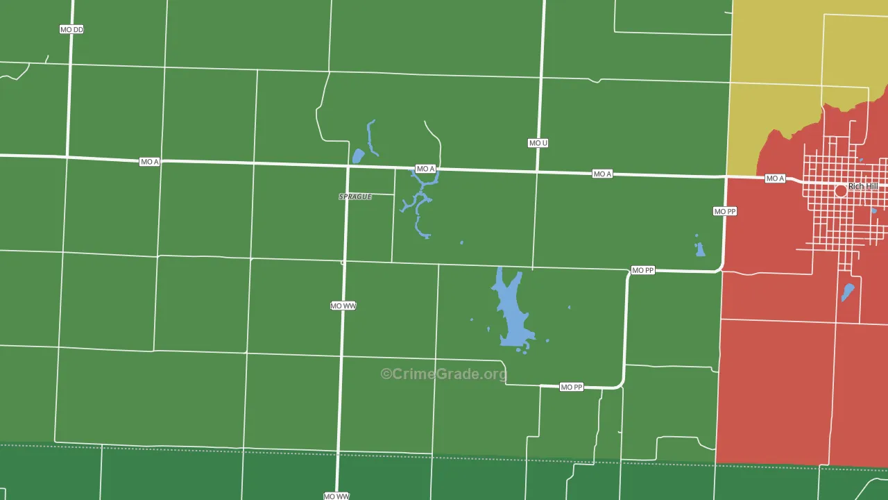 Sprague, MO Map of Theft Rates
