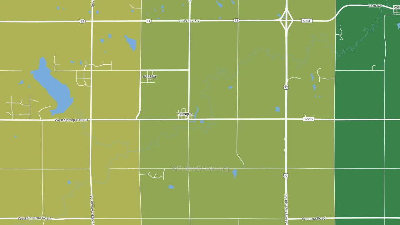 Sprague, NE Map of Theft Rates