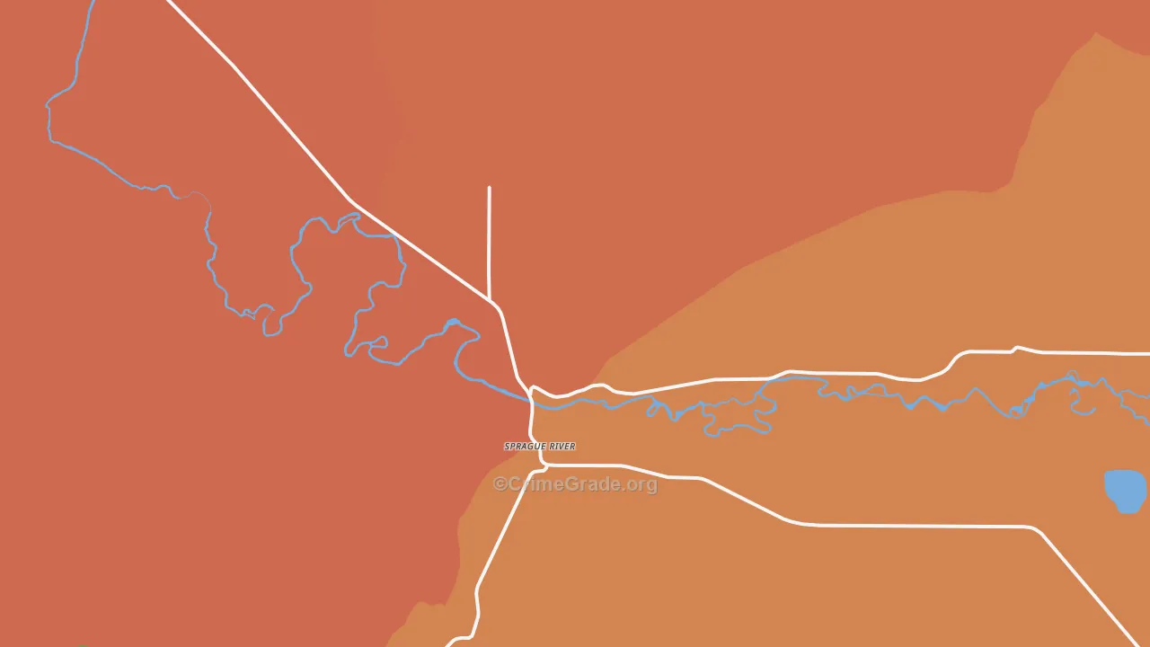 Sprague River, OR Map of Theft Rates