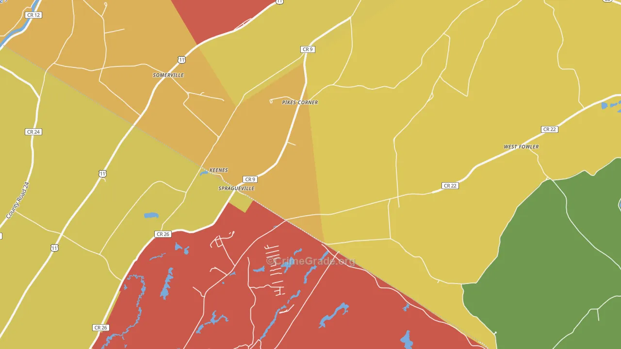 Spragueville, NY Map of Theft Rates