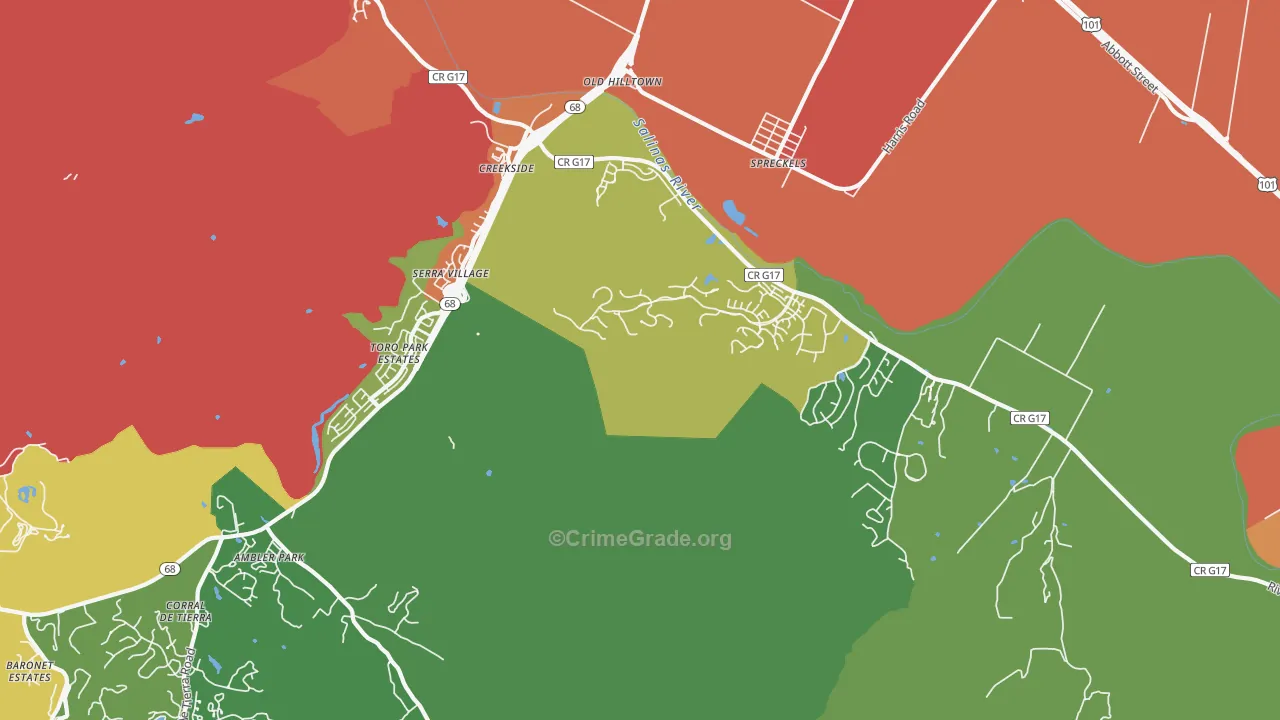 Spreckels, CA Map of Theft Rates