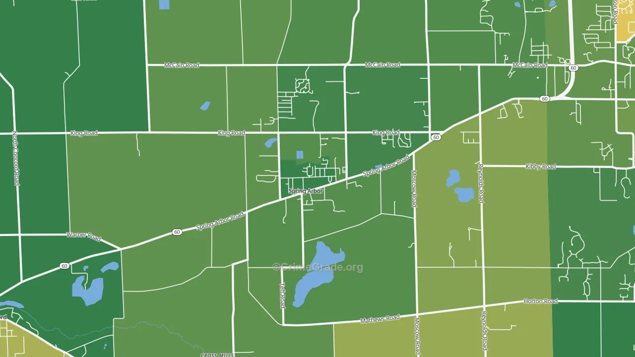 Spring Arbor, MI Map of Theft Rates