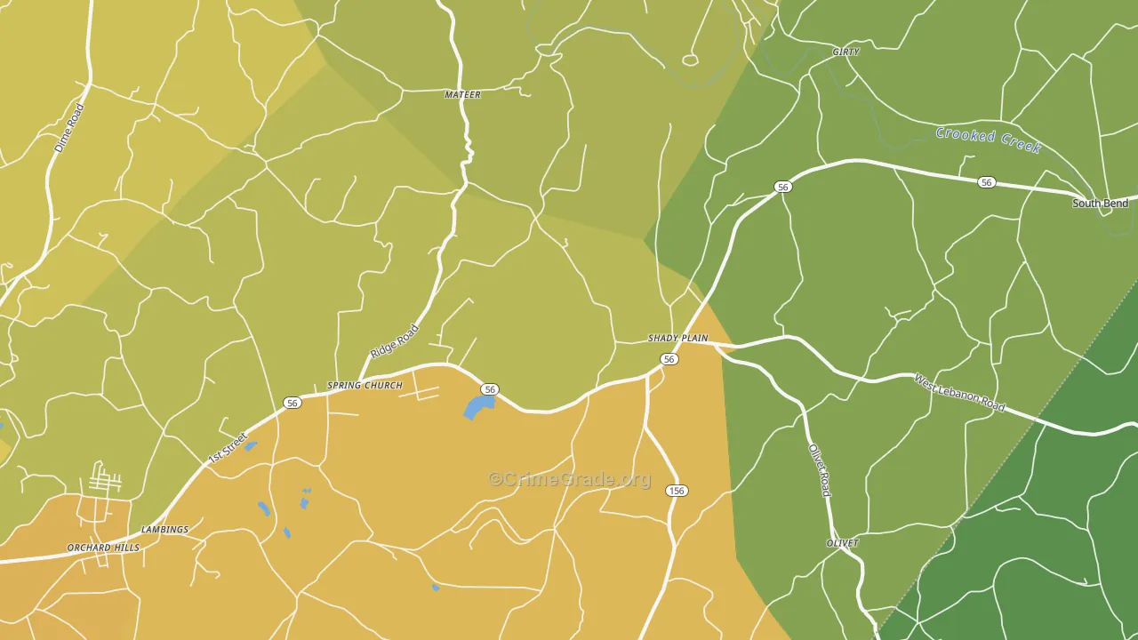 Spring Church, PA Map of Theft Rates