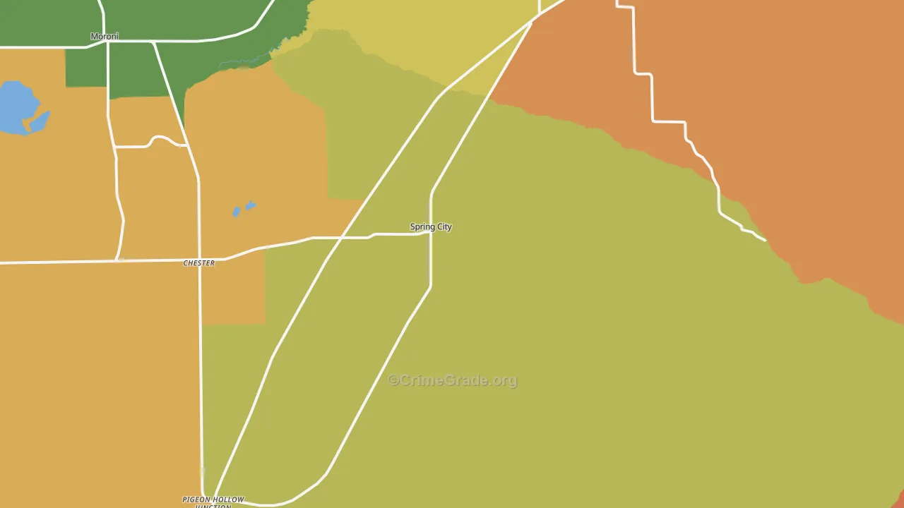 Spring City, UT Map of Theft Rates