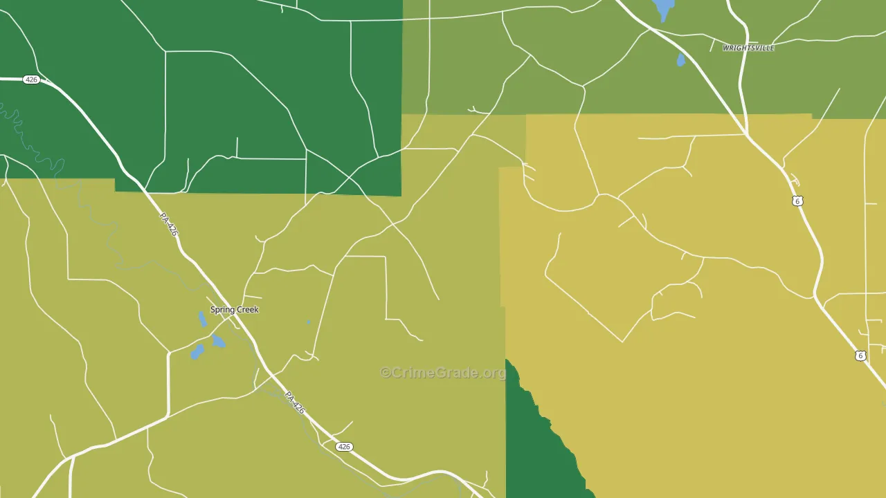 Spring Creek, PA Map of Theft Rates
