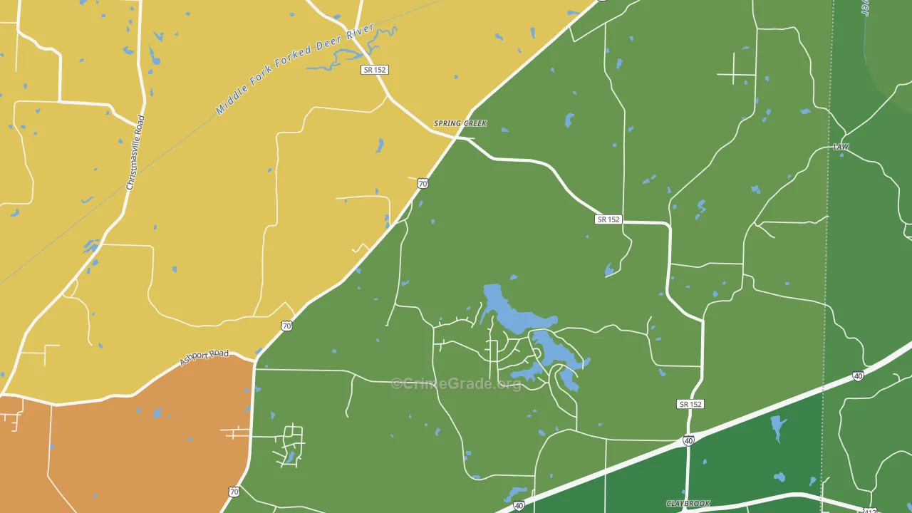 Spring Creek, TN Map of Theft Rates