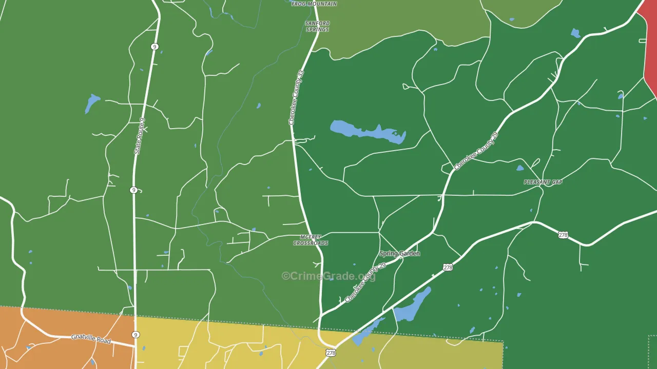 Spring Garden, AL Map of Theft Rates