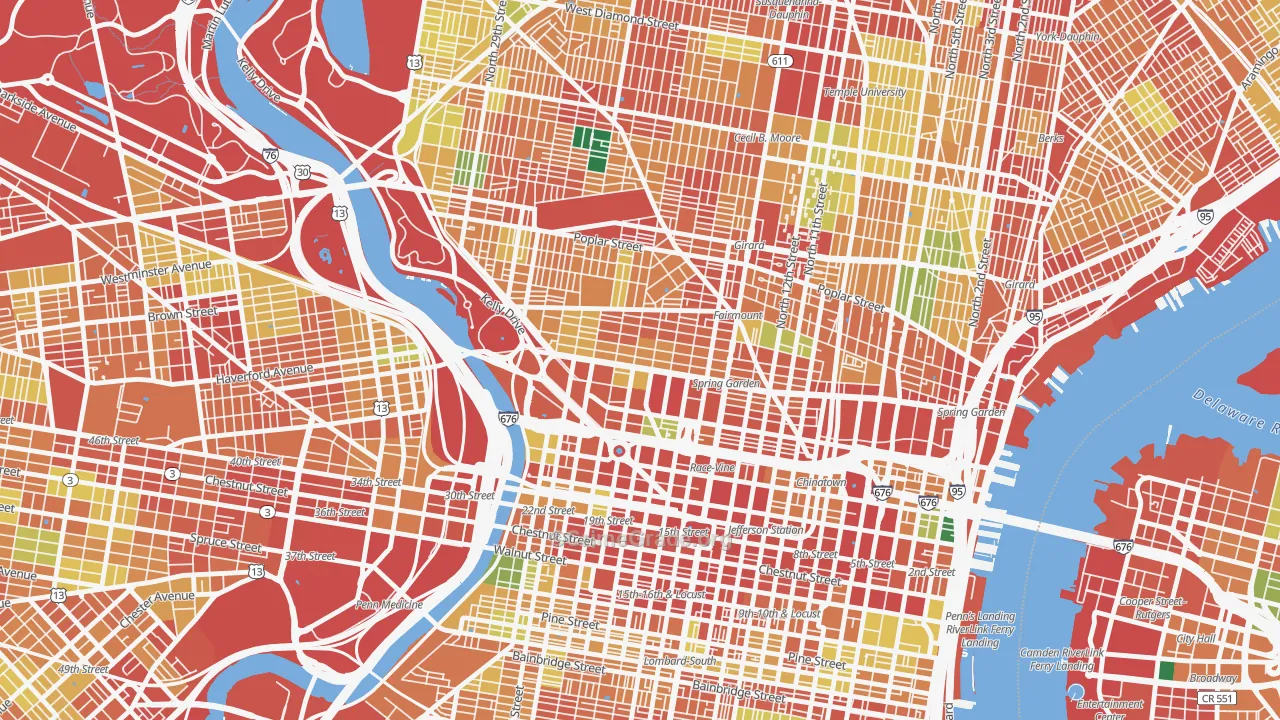 Spring Garden, Philadelphia, PA Map of Theft Rates
