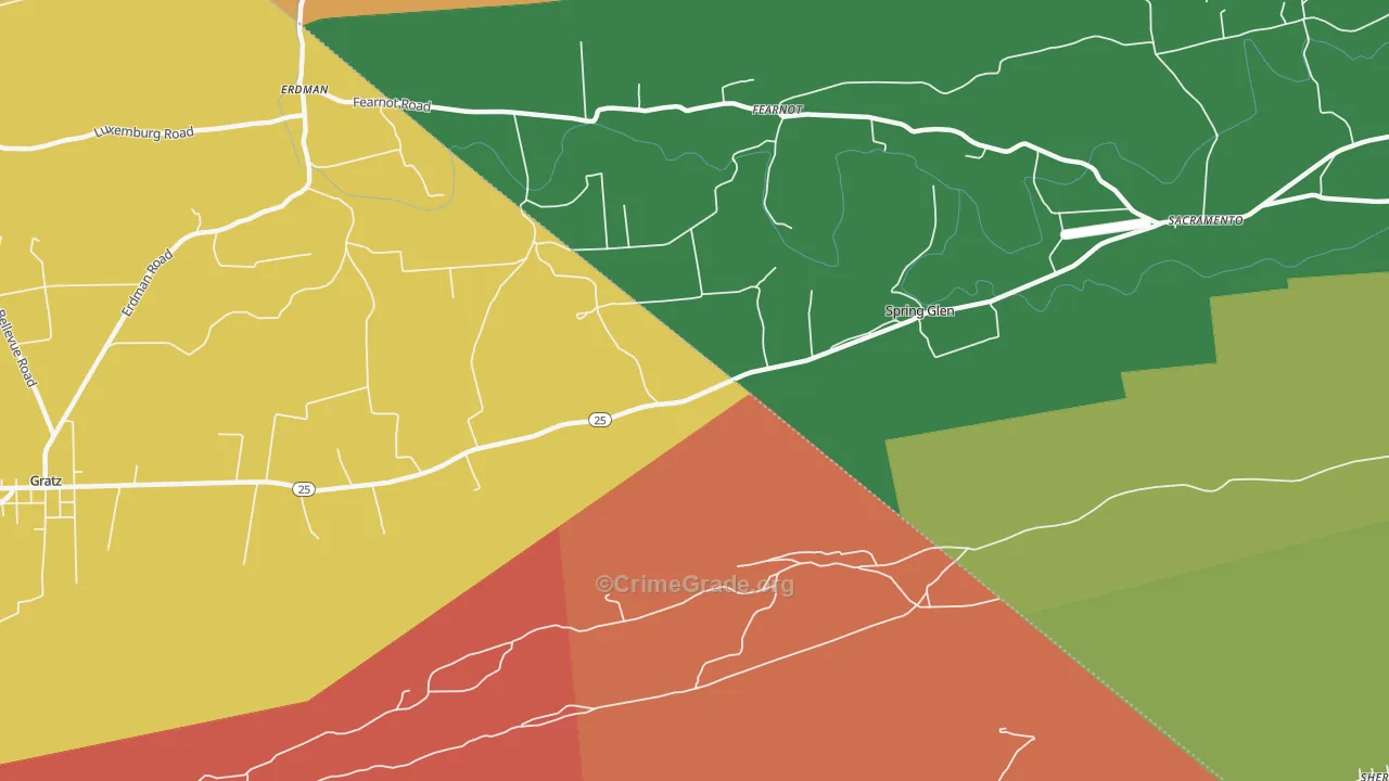 Spring Glen, PA Map of Theft Rates